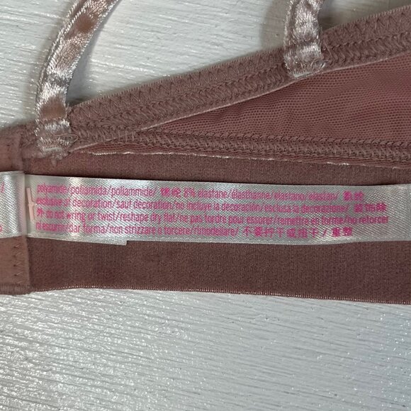 Pink Victorias Secret Womens Bralette Velvet Strappy Pink Size Medium - Picture 10 of 10